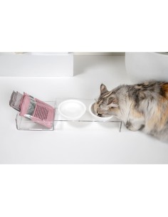 iPLEX Design - I-Pet Porta Ciotole Piccolo Bianco in plexiglass - Trasparente/ bianco - 41x6,5x14 cm 2