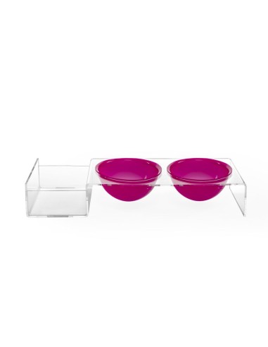 iPLEX Design - I-Pet Porta Ciotole Grande Fuxia in plexiglass - Trasparente/ fuxia - 52x9x19 cm