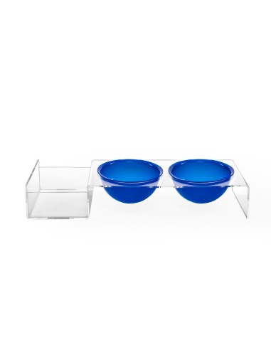 iPLEX Design - I-Pet Porta Ciotole Grande Blu in plexiglass - Trasparente/ blu - 52x9x19 cm
