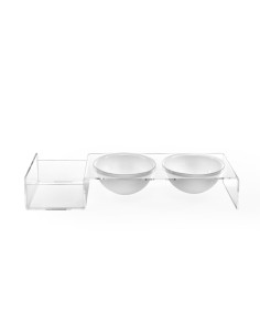 iPLEX Design - I-Pet Porta Ciotole Grande Bianco in plexiglass - Trasparente/ bianco - 52x9x19 cm