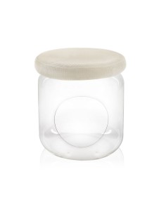 iPLEX Design - I-Pet Cuccia Sit Beige in plexiglass/ tessuto - Trasparente/ beige - 40x46x40 cm