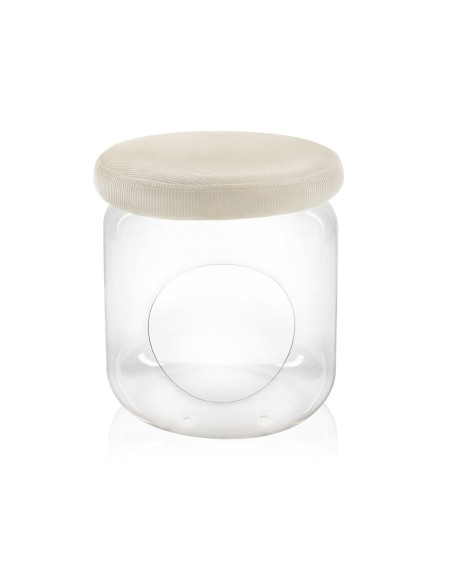 iPLEX Design - I-Pet Cuccia Sit Beige in plexiglass/ tessuto - Trasparente/ beige - 40x46x40 cm