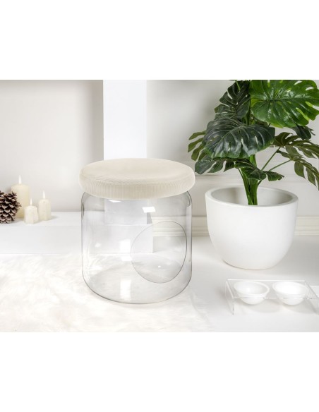 iPLEX Design - I-Pet Cuccia Sit Beige in plexiglass/ tessuto - Trasparente/ beige - 40x46x40 cm