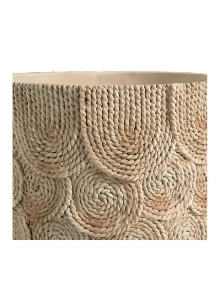 Blanc D' Ivoire - Cache-pot OSA in cemento color crema effetto corda cm 31,5x31,5x26,5