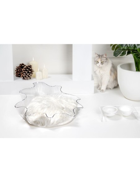 iPLEX Design - I-Pet Cuccia Drappeggi Tonda Trasparente in plexiglass - 50x21x50 cm