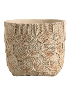 Blanc D' Ivoire - Cache-pot OSA in cemento color crema effetto corda cm 31,5x31,5x26,5