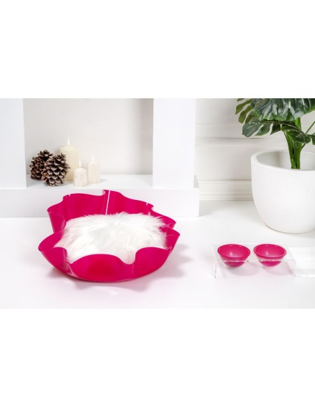 iPLEX Design - I-Pet Cuccia Drappeggi Tonda Fuxia in plexiglass - 50x21x50 cm