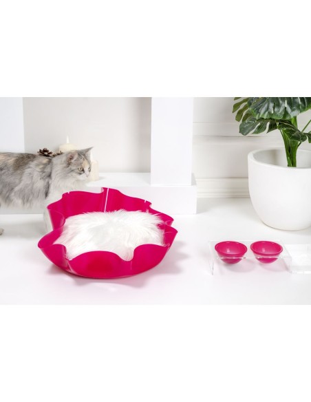 iPLEX Design - I-Pet Cuccia Drappeggi Tonda Fuxia in plexiglass - 50x21x50 cm