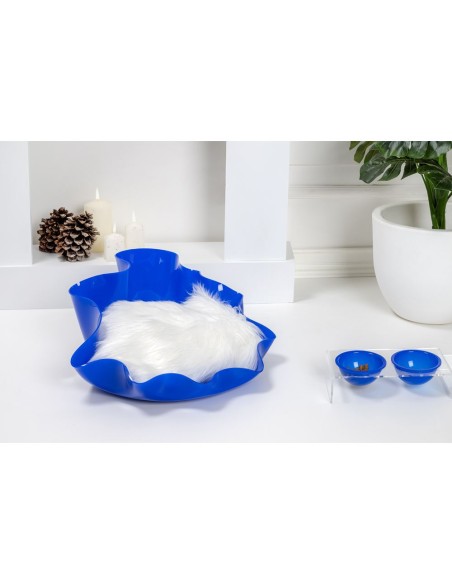 iPLEX Design - I-Pet Cuccia Drappeggi Tonda Blu in plexiglass - 50x21x50 cm