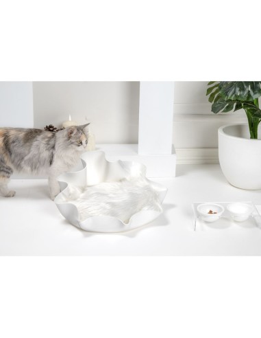 iPLEX Design - I-Pet Cuccia Drappeggi Tonda Bianco in plexiglass - 50x21x50 cm