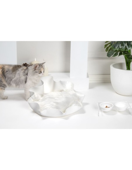 iPLEX Design - I-Pet Cuccia Drappeggi Tonda Bianco in plexiglass - 50x21x50 cm