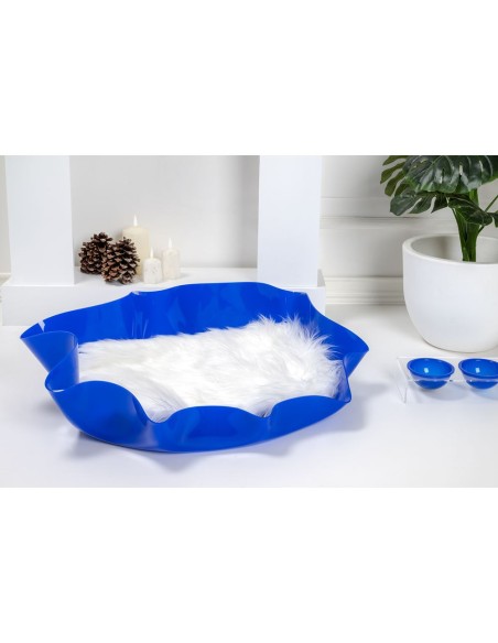 iPLEX Design - I-Pet Cuccia Drappeggi Ovale Blu in plexiglass - 79x22x63 cm