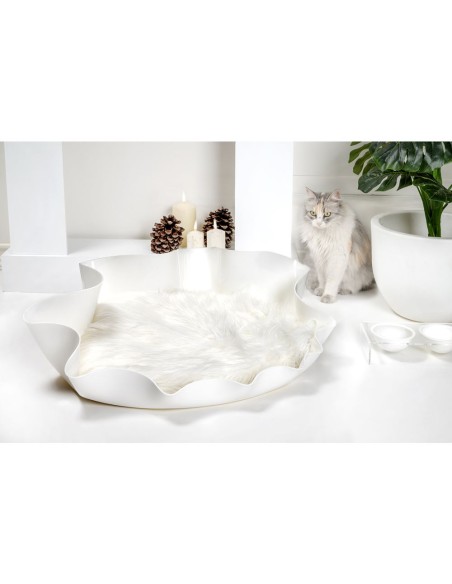 iPLEX Design - I-Pet Cuccia Drappeggi Ovale Bianco in plexiglass - 79x22x63 cm