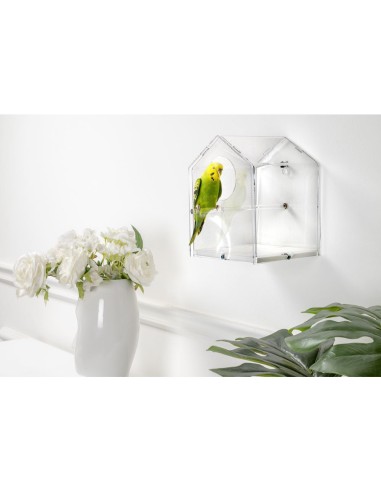 iPLEX Design - I-Pet Bird House in plexiglass - Trasparente - 16x20x20 cm