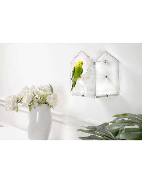 iPLEX Design - I-Pet Bird House in plexiglass - Trasparente - 16x20x20 cm