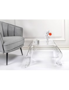 iPLEX Design - Drappeggi Tavolo Quadrato Basso Trasparente in plexiglass - 60x40x75 cm 2