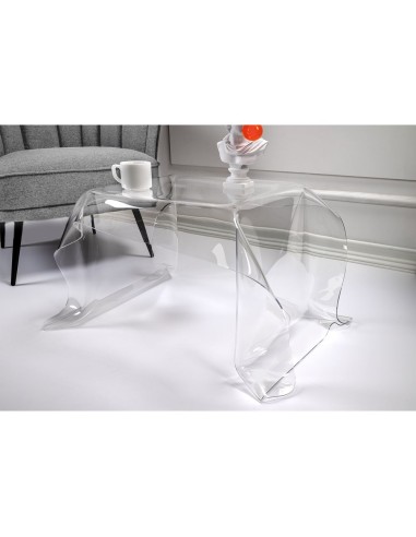 iPLEX Design - Drappeggi Tavolo Quadrato Basso Trasparente in plexiglass - 60x40x75 cm