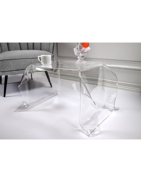 iPLEX Design - Drappeggi Tavolo Quadrato Basso Trasparente in plexiglass - 60x40x75 cm