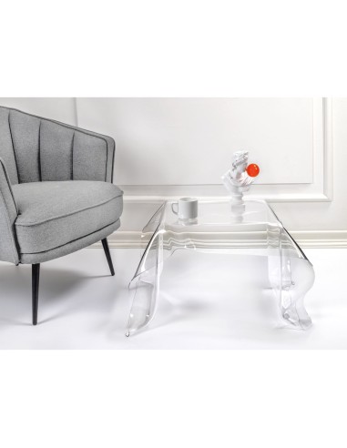 iPLEX Design - Drappeggi Tavolo Quadrato Basso Trasparente in plexiglass - 60x40x75 cm