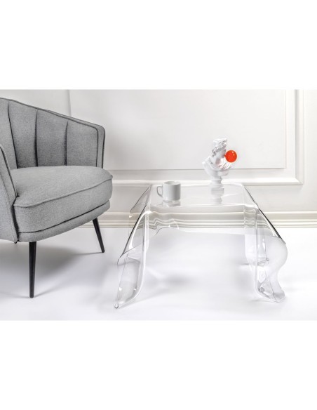 iPLEX Design - Drappeggi Tavolo Quadrato Basso Trasparente in plexiglass - 60x40x75 cm