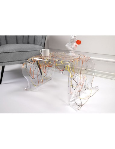 iPLEX Design - Drappeggi Tavolo Quadrato Basso Multicolour in plexiglass - multicolor - 60x40x75 cm