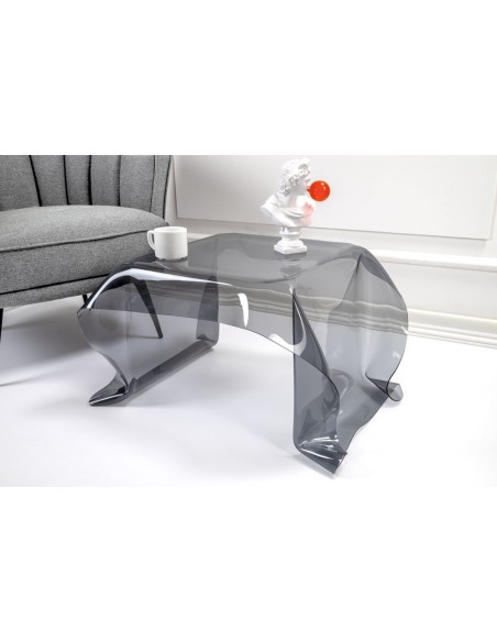iPLEX Design - Drappeggi Tavolo Quadrato Basso Fume' in plexiglass - grigio fumè - 60x40x75 cm