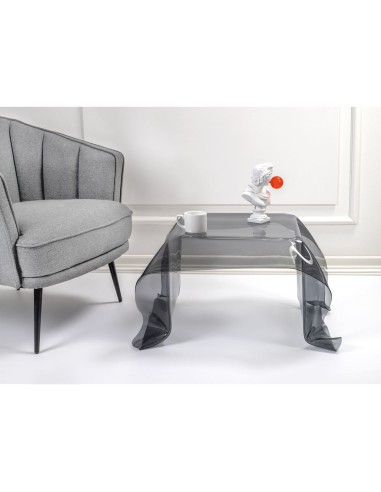 iPLEX Design - Drappeggi Tavolo Quadrato Basso Fume' in plexiglass - grigio fumè - 60x40x75 cm