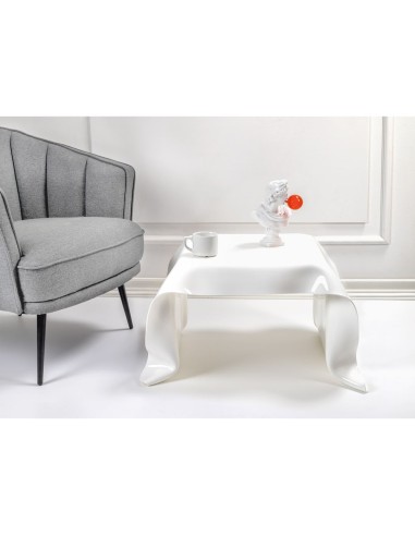 iPLEX Design - Drappeggi Tavolo Quadrato Basso Bianco in plexiglass - 60x40x75 cm