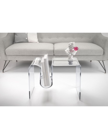 iPLEX Design - Curvy Tavolino Ausiliario in plexiglass - Trasparente - 57x44x30 cm