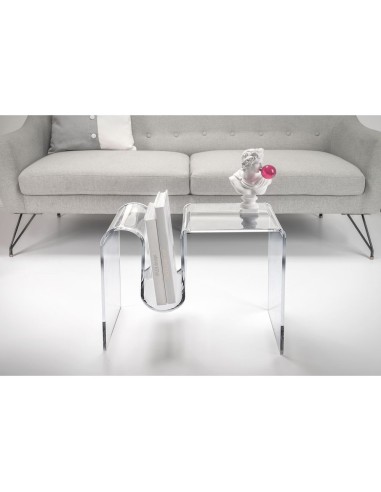 iPLEX Design - Curvy Tavolino Ausiliario in plexiglass - Trasparente - 57x44x30 cm