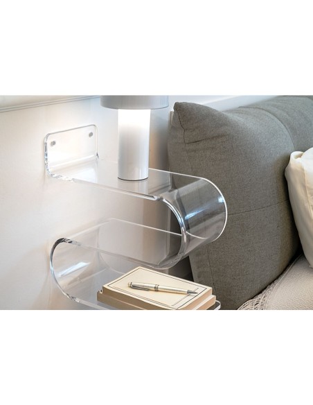 iPLEX Design - Curvy Ionica Mensola - Comodino in plexiglass - Trasparente - 33x34x15 cm