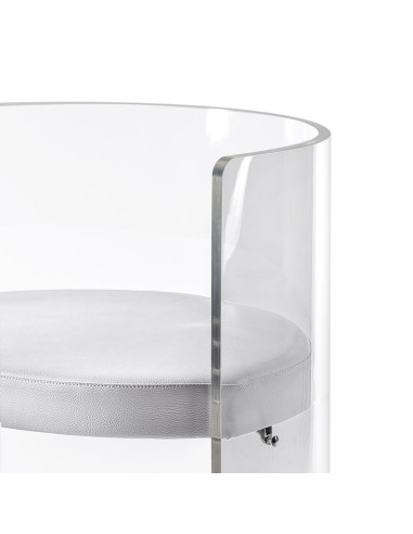iPLEX Design - Clooney Poltroncina Trasparente in plexiglass/ legno / pelle - Trasparente /bianco - 55x75x48 cm
