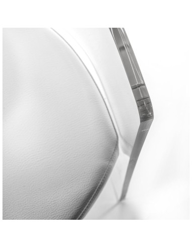 iPLEX Design - Clooney Poltroncina Trasparente in plexiglass/ legno / pelle - Trasparente /bianco - 55x75x48 cm