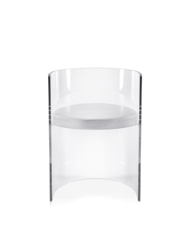 iPLEX Design - Clooney Poltroncina Trasparente in plexiglass/ legno / pelle - Trasparente /bianco - 55x75x48 cm