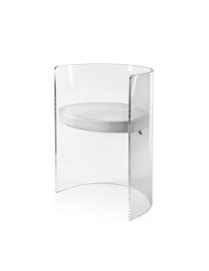 iPLEX Design - Clooney Poltroncina Trasparente in plexiglass/ legno / pelle - Trasparente /bianco - 55x75x48 cm