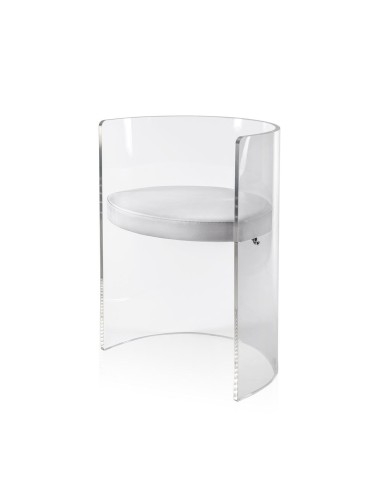 iPLEX Design - Clooney Poltroncina Trasparente in plexiglass/ legno / pelle - Trasparente /bianco - 55x75x48 cm