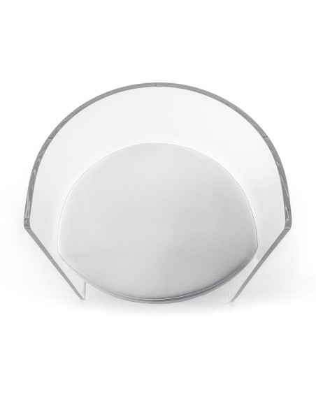 iPLEX Design - Clooney Poltroncina Trasparente in plexiglass/ legno / pelle - Trasparente /bianco - 55x75x48 cm