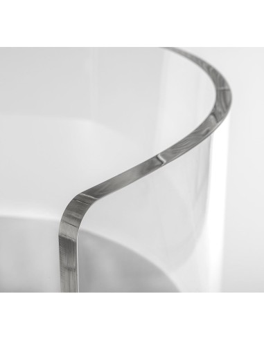 iPLEX Design - Clooney Poltroncina Trasparente in plexiglass/ legno / pelle - Trasparente /bianco - 55x75x48 cm