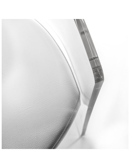 iPLEX Design - Clooney Poltroncina Trasparente in plexiglass/ legno / pelle - Trasparente /bianco - 55x75x48 cm