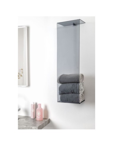 iPLEX Design - Clio Portasciugamani Vertic.Da Muro Fume' in plexiglass - 25x76x13 cm