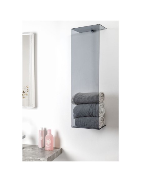 iPLEX Design - Clio Portasciugamani Vertic.Da Muro Fume' in plexiglass - 25x76x13 cm