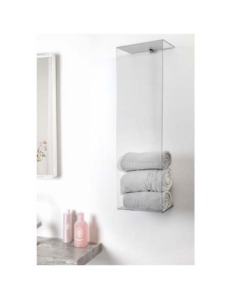 iPLEX Design - Clio Portasciugamani Vertic.Da Muro in plexiglass - Trasparente - 25x76x13 cm