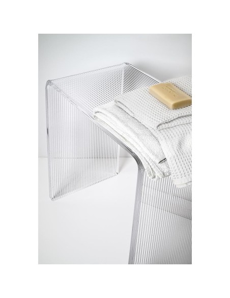iPLEX Design - Clio Sgabello Plisse' in plexiglass - Trasparente - 41x46x22 cm