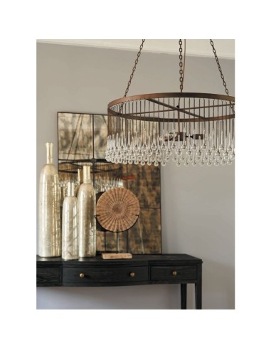 Blanc D'Ivoire - Lampadario VENDOME vetro e metallo bronzo diametro 80x30 cm