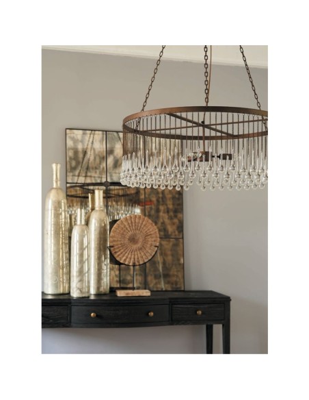 Blanc D'Ivoire - Lampadario VENDOME vetro e metallo bronzo diametro 80x30 cm
