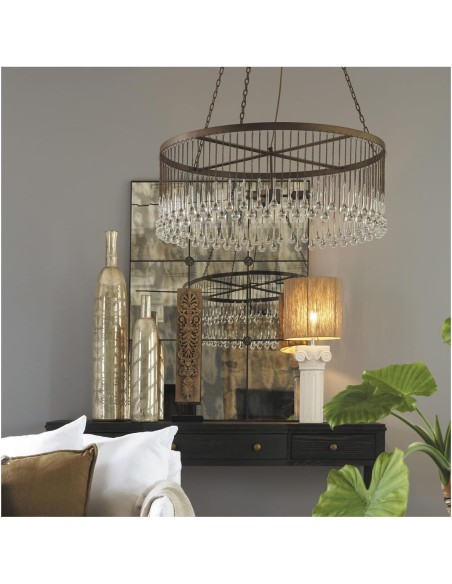 Blanc D'Ivoire - Lampadario VENDOME vetro e metallo bronzo diametro 80x30 cm