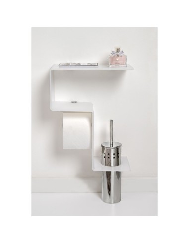 iPLEX Design - Clio Mensola Rotolo E Scopino 1 White in plexiglass - bianco - 30,5x38x15 cm
