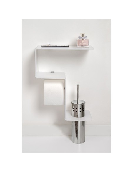 iPLEX Design - Clio Mensola Rotolo E Scopino 1 White in plexiglass - bianco - 30,5x38x15 cm