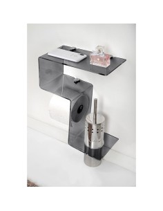 iPLEX Design - Clio Mensola Rotolo E Scopino 1 Fume' in plexiglass - fumè - 30,5x38x15 cm 2