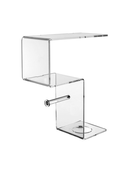 iPLEX Design - Clio Mensola Rotolo E Scopino 1 in plexiglass - Trasparente - 30,5x38x15 cm